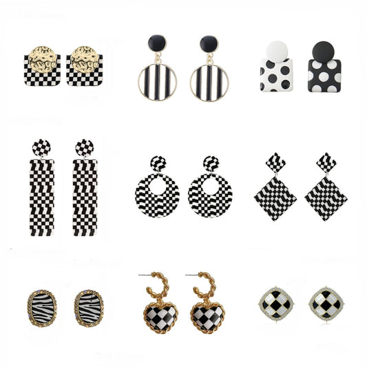 Black White Earrings-Multiple Options