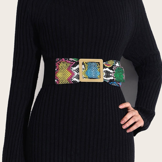 Snake Print Corset Elastic Wide Waist