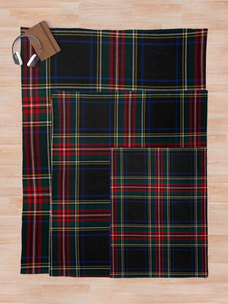 Black Tartan Plaid Throw Blanket-Multiple Options