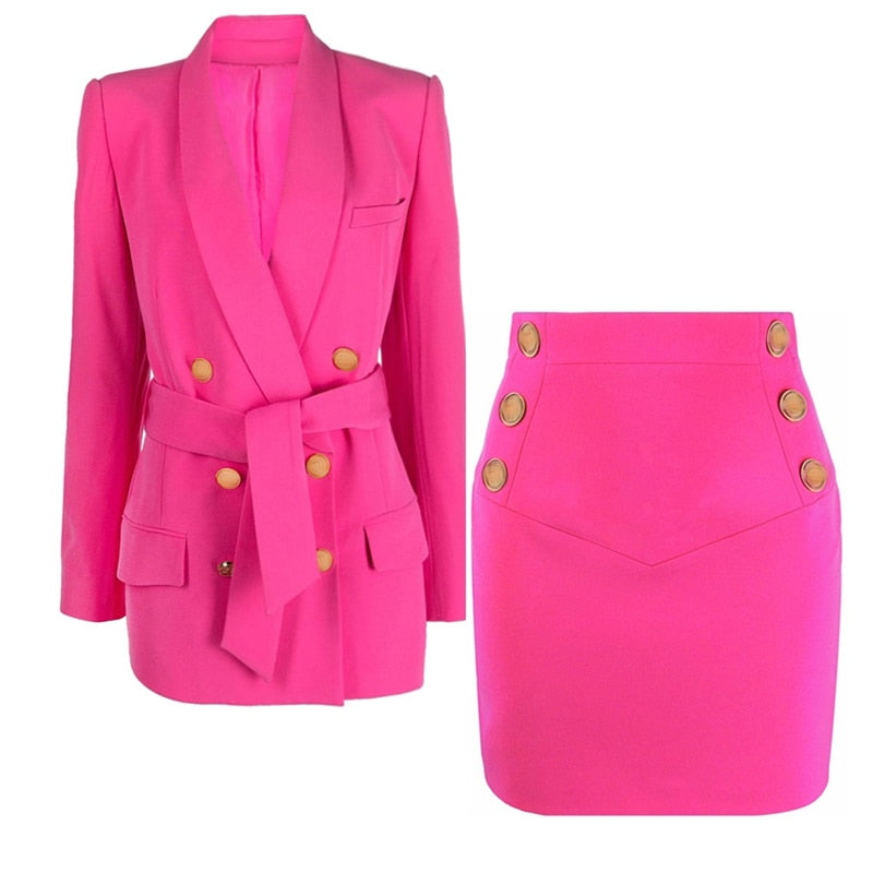 Hot Pink Double Breasted Blazer Jacket/Skirt-Sold Separately