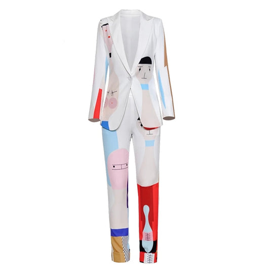 Abstract Art Blazer Jacket Pants Suit