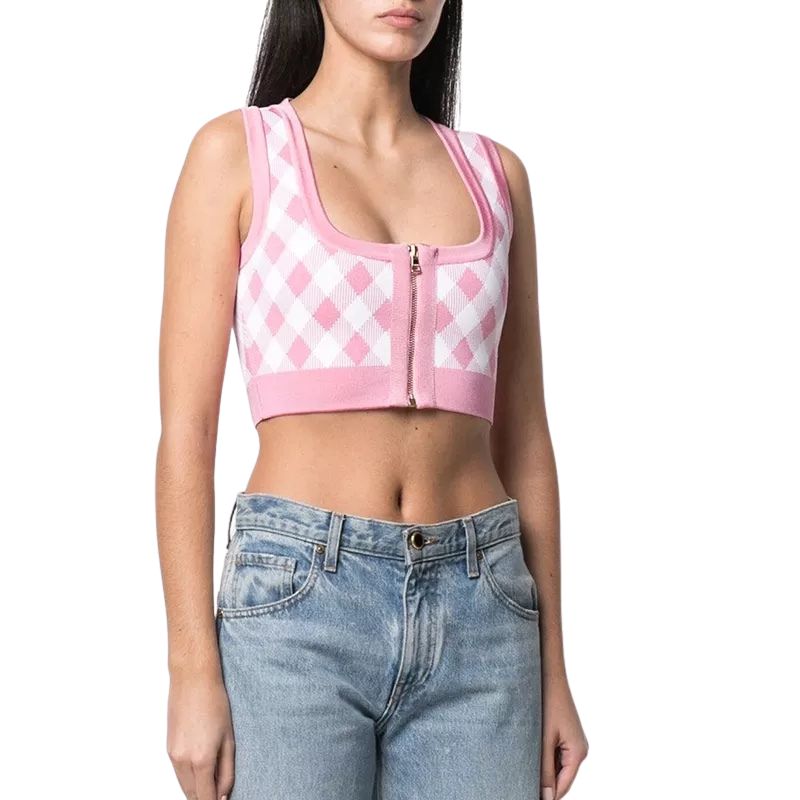 Pink Plaid Crop Top
