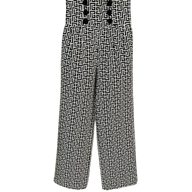 Geometric Blazer Jacket Pants Suit