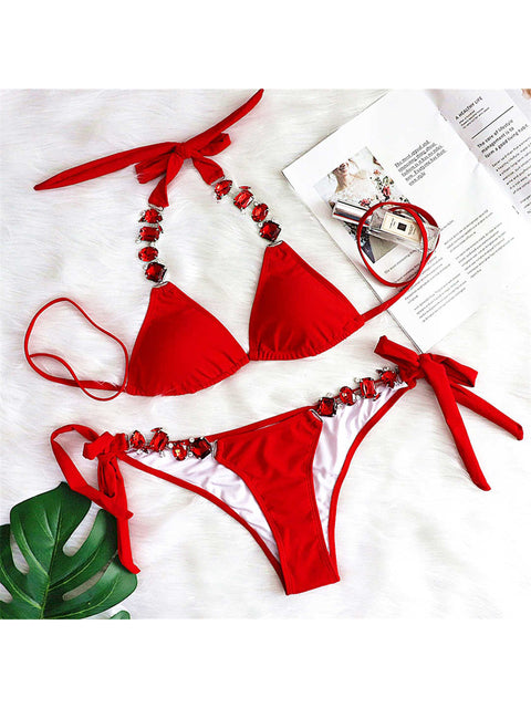 Brazilian Jeweled Rhinestone Bikini-Multiple Color Options Available
